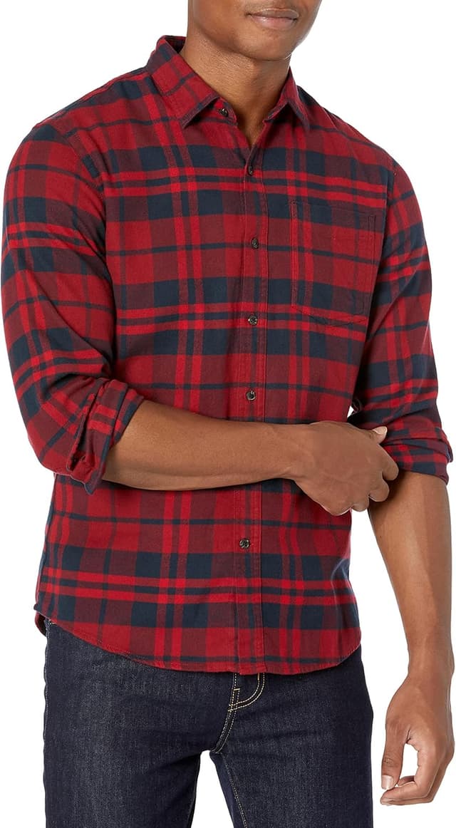 Detalle de Mens Slim-Fit Flannel Plaid Shirt