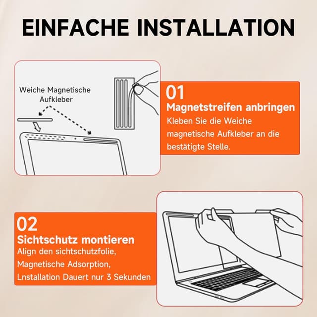 Detalle 1 de Magnetischer Sichtschutz für 14 Zoll Laptop