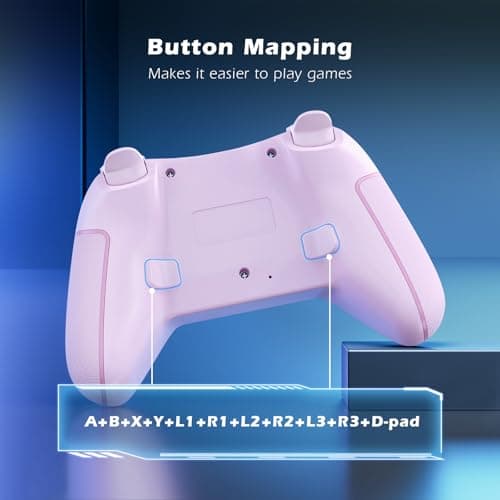 Detalle de LATEC Mando inalámbrico para Switch/Switch 2 (Switch Lite y Switch OLED) con Hall, giroscopio 6 ejes y turbo, rosa