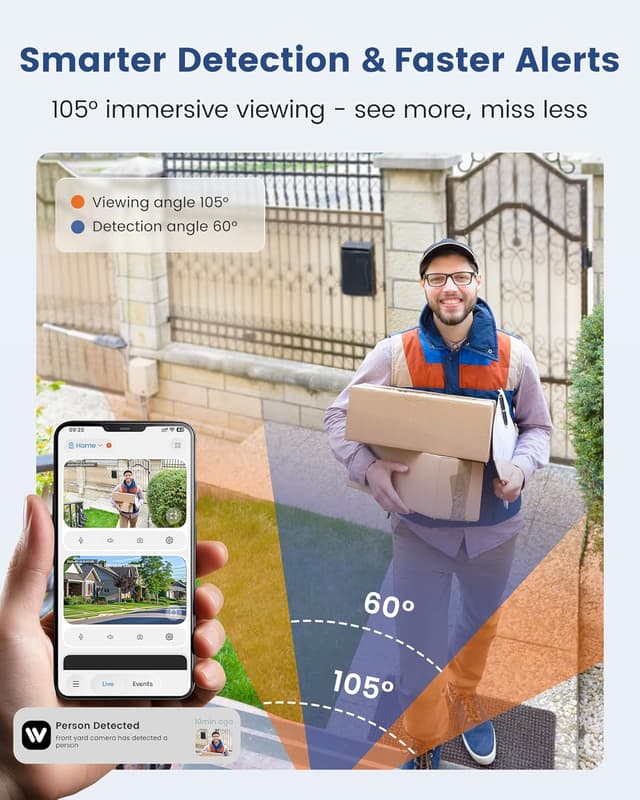 Detalle 2 de AKINGUAR 2-Pack 3MP 2K Window Camera (WiFi 2.4GHz & 5GHz) with Full-Colour Night Vision & AI Alerts