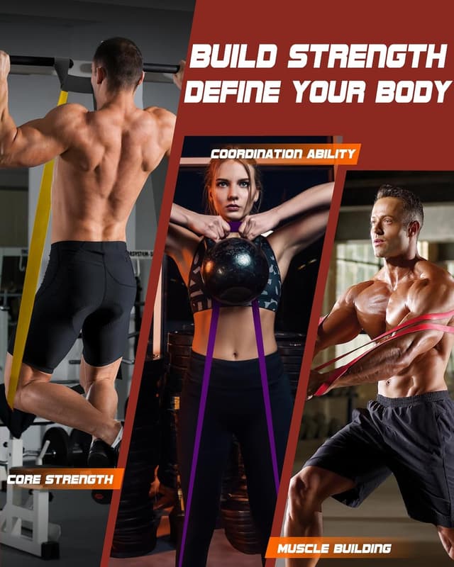 Detalle 2 de Fitense Resistance Bands Set mit Türanker – Widerstandsbänder in 5 Stufen für Training, Yoga, Pilates & Reha