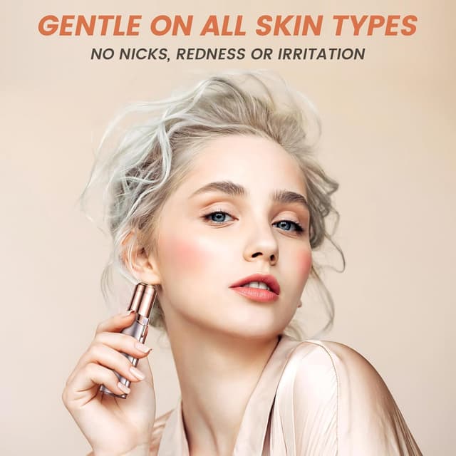 Detalle de Portable Facial Hair Remover for Women (Rechargeable) with 2 Replacement Heads for Face, Upper Lip & Chin