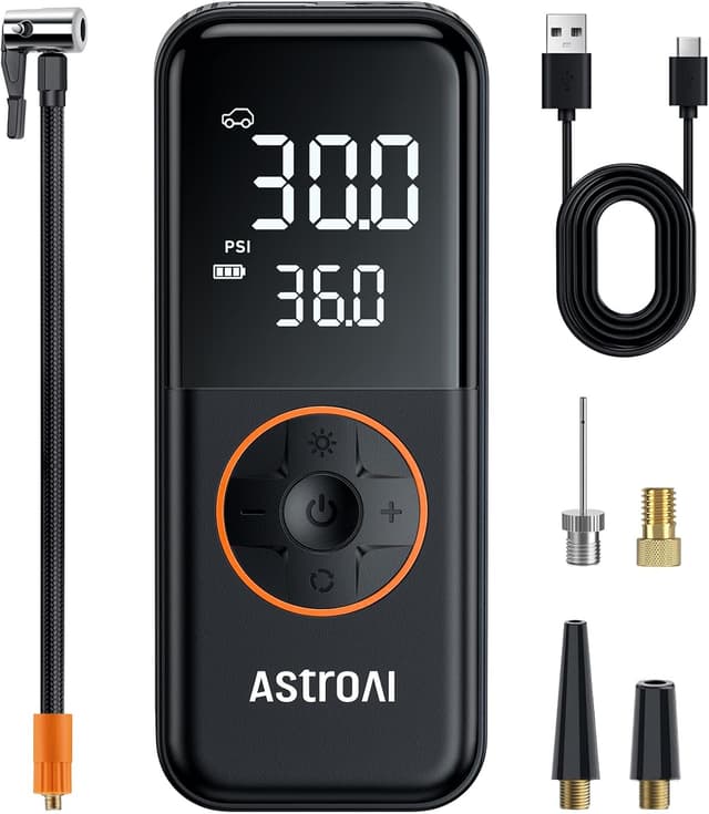 Detalle 2 de AstroAI Elektrische Luftpumpe Fahrrad 10,3 BAR