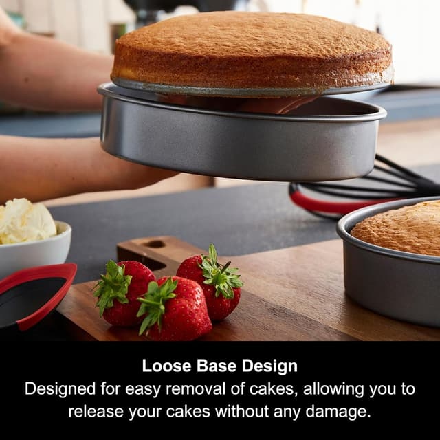 Detalle de Morphy Richards 8" Loose Base Shallow Cake Tin Set (Non-Stick Carbon Steel) – 849007