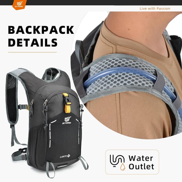 Detalle de SKYSPER Zaino da trekking 15L: zaino piccolo per escursioni, campeggio e viaggio all’aperto