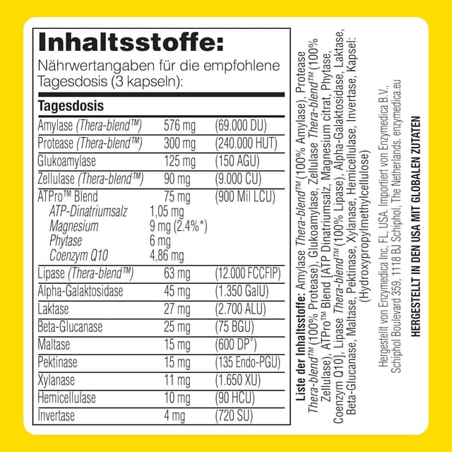 Detalle de Enzymedica Digest Gold – schnell wirkende Enzym-Formel gegen Blähungen (90 Kapseln)