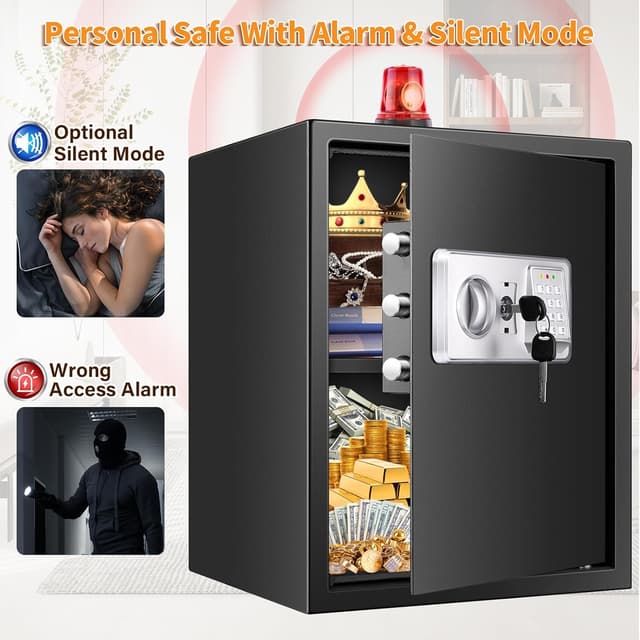 Thumbnail 6 de Mejasg Large Fireproof Safe for Home (52L) with Alarm, Silent Mode & A4 Fireproof Bag