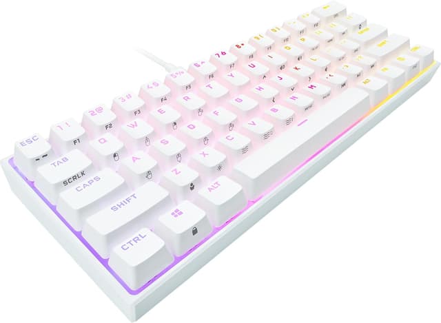 Detalle de Corsair K65 RGB Mini 60% (CHERRY MX Speed) QWERTZ – mechanische Gaming-Tastatur mit AXON und PBT DoubleShot, Weiß