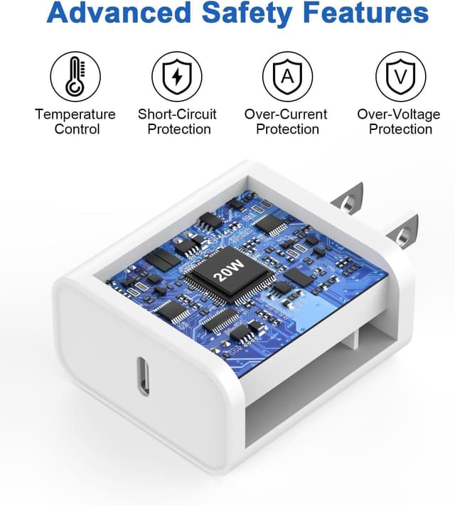 Detalle 2 de iPhone Fast Charging 20W USB-C Charger + 2Pack 3FT Woven Cable (USB-C to USB-C)