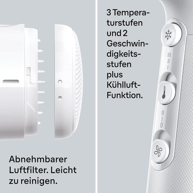 Detalle de Braun Haartrockner HD2.21 (BRHD226E) – leichter Föhn mit Diffusor, Stylingdüse und IONTEC Technologie