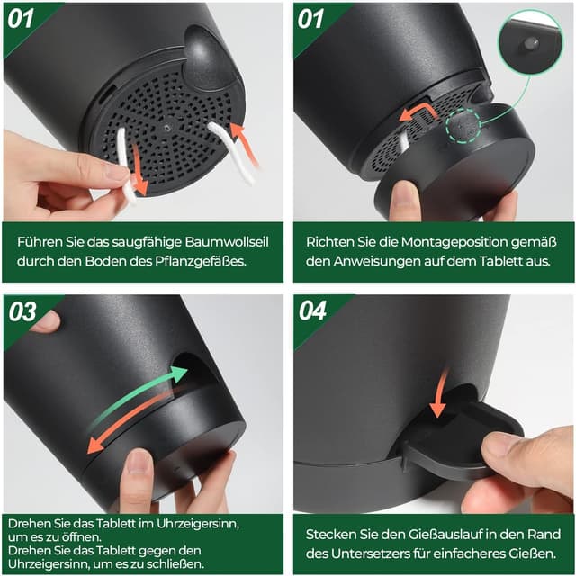 Thumbnail 6 de T4U set di 6 vasi autoirriganti da esterno e interno da 16,5 cm (nero)