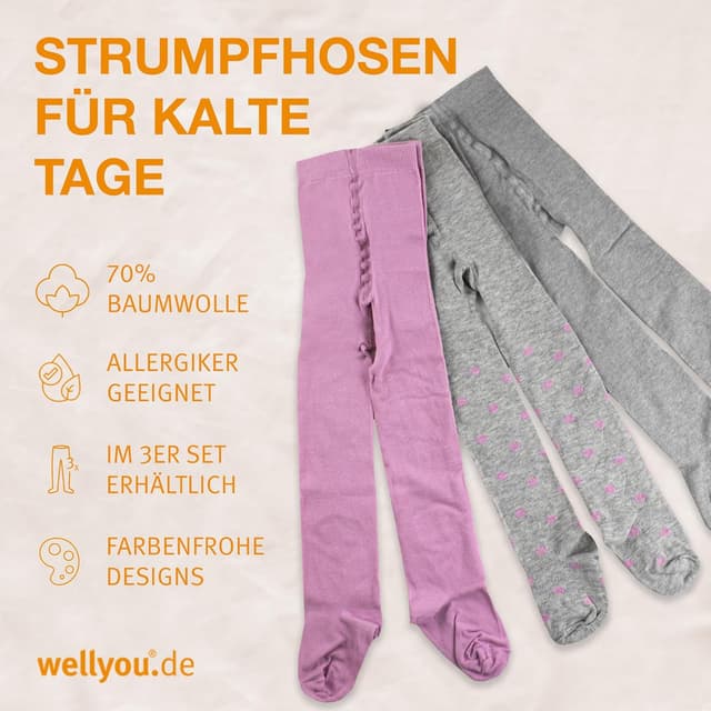 Thumbnail 1 de wellyou Kinder Strumpfhosen bunt 3er Set
