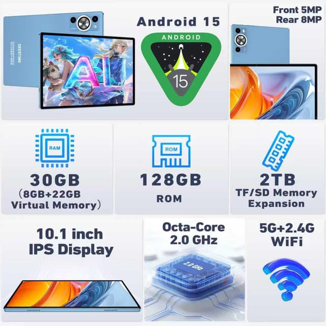 Detalle de 2026 Android 15 tablet 10 inch, 8000mAh