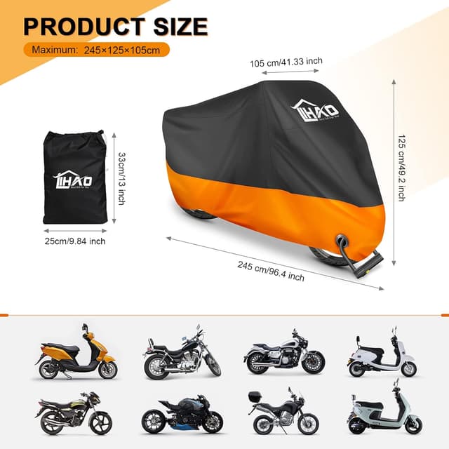 Detalle 2 de LIHAO Motorrad-Abdeckplane Outdoor 245x105x125 cm wasserdicht mit Aufbewahrungstasche