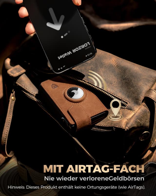 Detalle 2 de LORZOR AirTag Wallet mit RFID Schutz