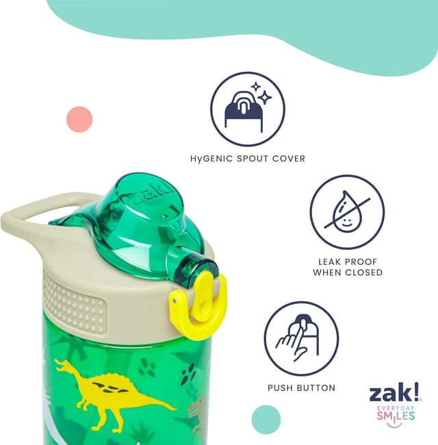 Detalle de Zak Designs Minecraft Sage 25oz Water Bottle (Leak-Proof, Straw, Handle, Spout Cover) — Pop-Up Spout Cover (Creeper)