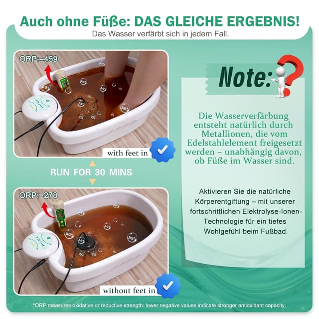 Detalle 2 de VnioLife Ionen Fußbad fürs Detox – Ion Foot Bath mit Elektrolyse und 30-Minuten-Timer für Zuhause