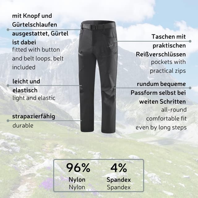 Detalle 1 de Pantalon de trekking Black Crevice, 280 g