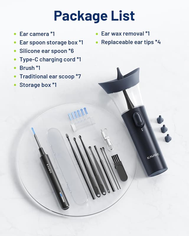 Thumbnail 6 de KAUGIC Ear Wax Removal Kit with One-Hand Manual Ear Cleaner, Camera Inspection, 7-Piece Set (Blue)