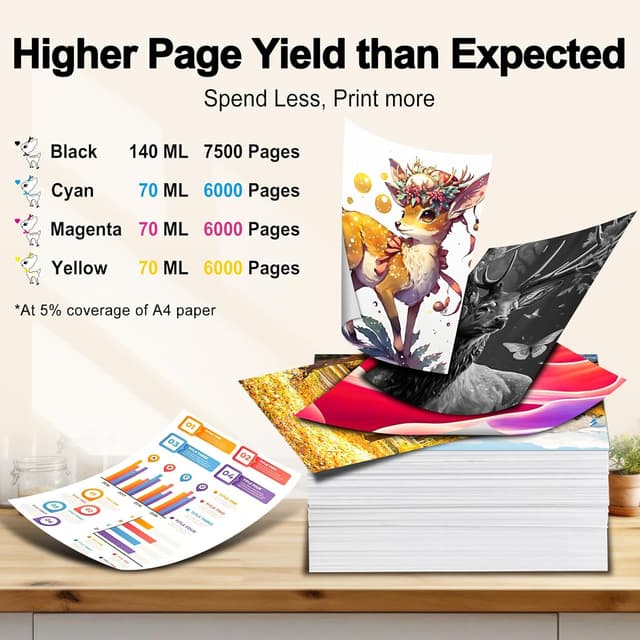 Detalle de Miss Deer 113 inchiostro compatibile per Epson EcoTank (multipack) per ET-5150, ET-5170, ET-5800 Pro e altri