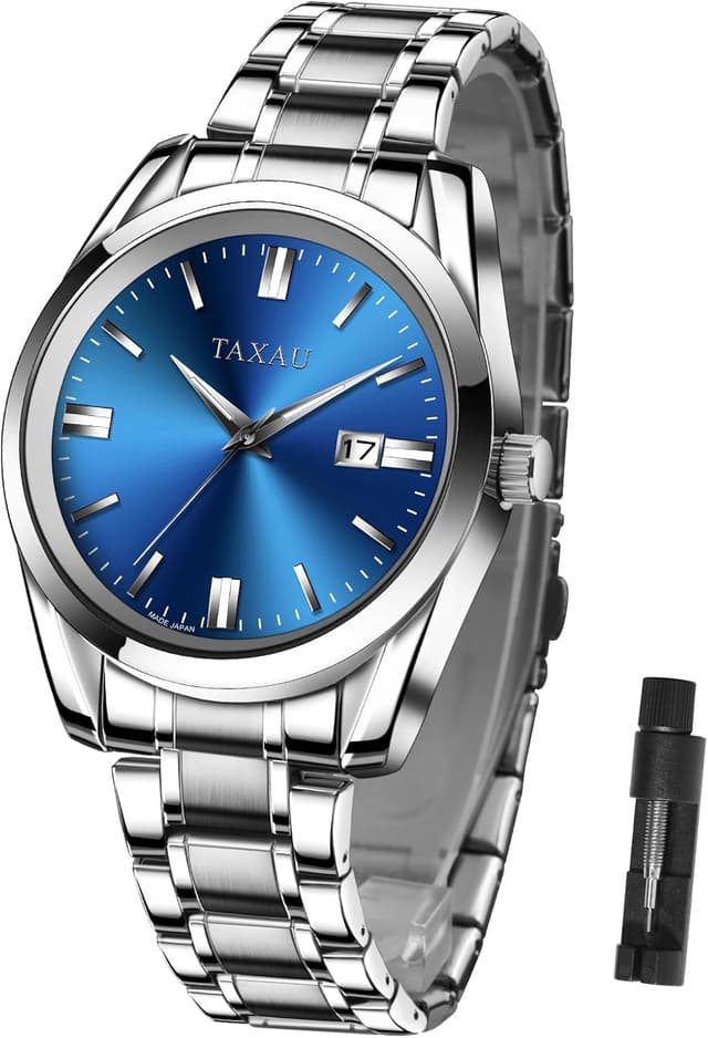 Detalle de Taxau Edelstahl-Herrenuhr mit Quarzwerk, wasserdichtem Design und Multifunktion