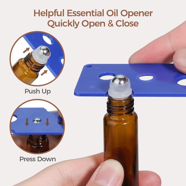 Detalle de ComSaf 10 ml Roll-on Glasflaschen (Anti-UV) im 12er Set – leer zum Befüllen