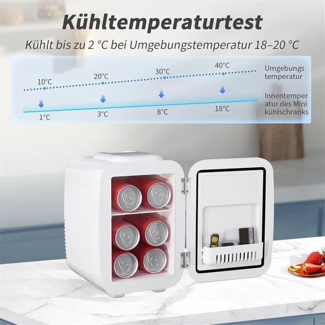 Detalle de YASHE Mini Kühlschrank (4 Liter) für Kosmetik & Getränke – 220V AC / 12V DC, warm/kalt, leise