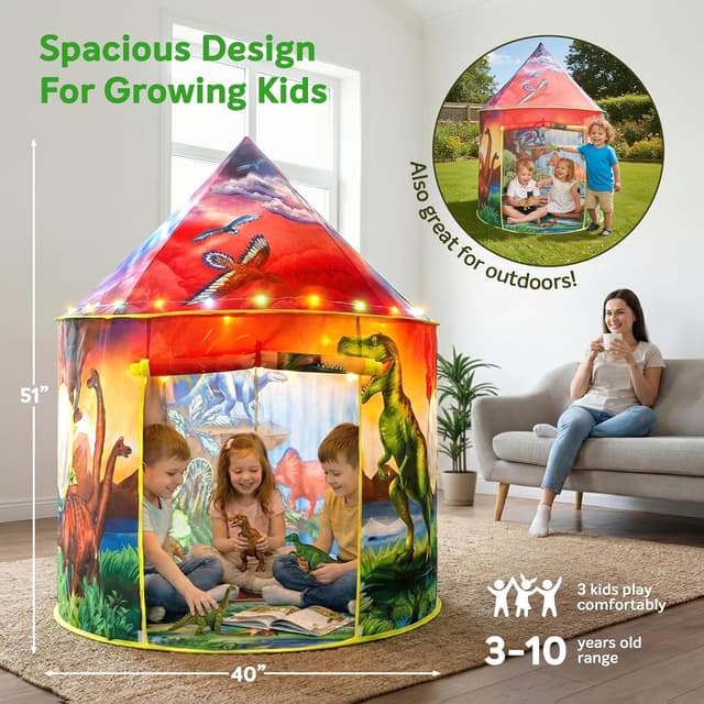 Detalle de Kids dinosaur tent with 6 roar sounds