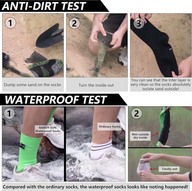 Detalle de RANDY SUN Waterproof Skiing Socks (SGS Certified) – Unisex Breathable, Seamless 1 Pair