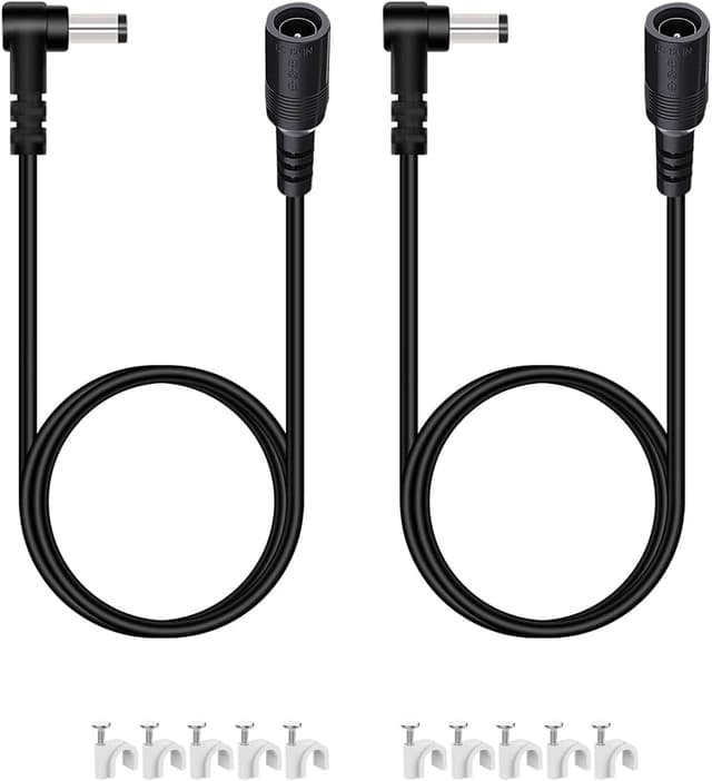 Detalle de VOLTKARE 2Pack DC power extension cable (90-degree) 5.5mm x 2.1mm, male to female