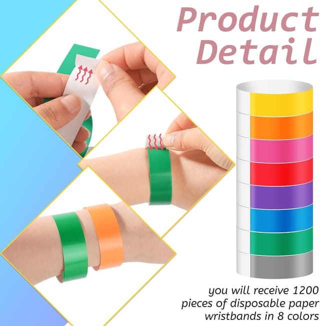 Detalle de WIURGOHA event wristbands, 1600 pack