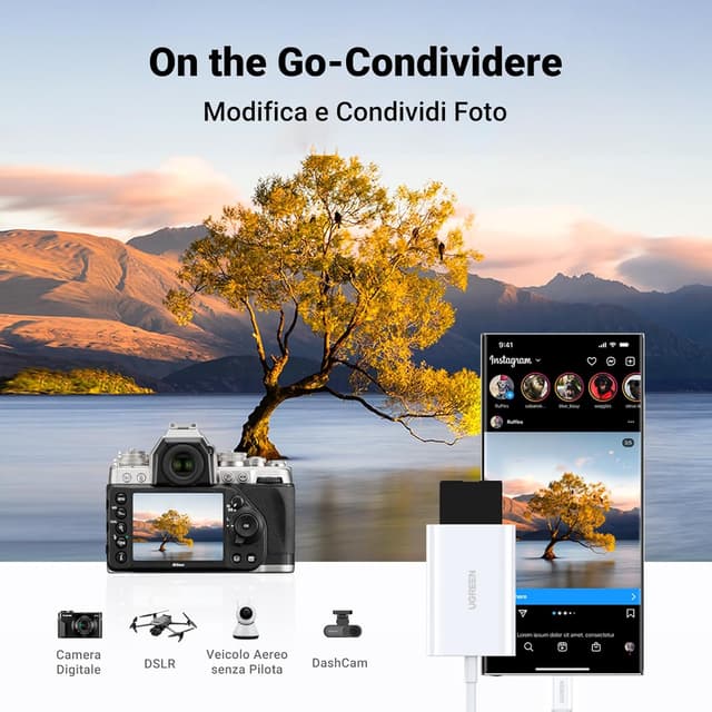 Detalle 2 de UGREEN Lettore di Schede USB-C SD/TF (OTG) con supporto Micro SD e doppio slot, Bianco