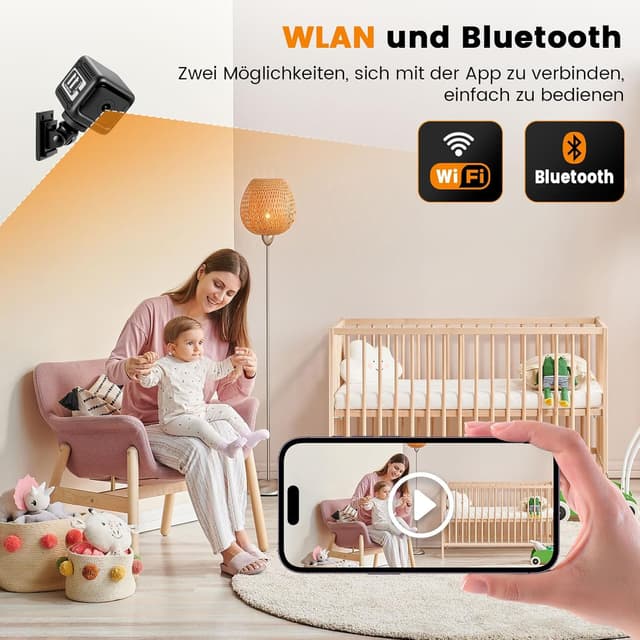 Detalle de Camera Espion 1080P mini caméra de surveillance WiFi 2,4G : autonomie 8 h, vision nocturne et détection IA