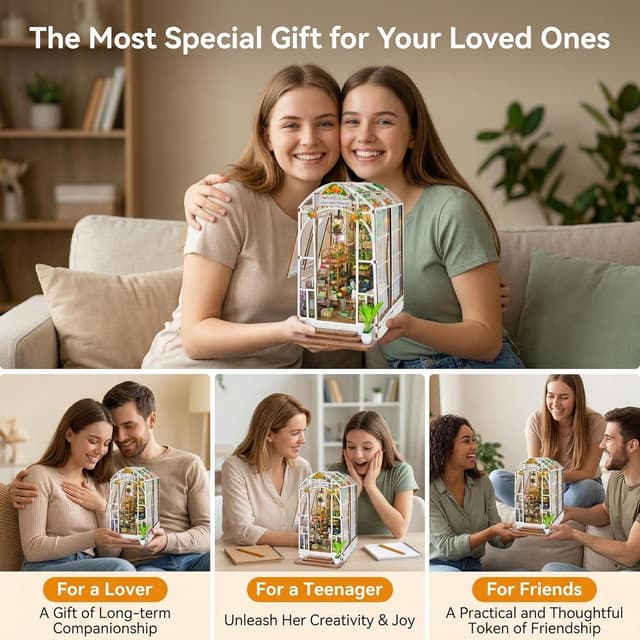 Thumbnail 6 de Fimeetoy Book Nook Kit for Adults – LED Light Miniature House DIY (3D Garden View)