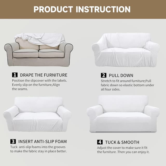 Detalle 2 de Ystyle housse canapé 3 places blanche