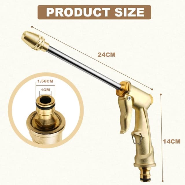 Detalle de OFFCUP Pistola spray alta pressione in metallo con 4 modalità per giardino, auto e animali domestici (oro)