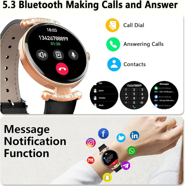 Detalle de uaue Smart Watch for Women with Bluetooth Calling (1.2'' AMOLED) Fitness Tracker with Heart Rate, SpO2 & Sleep