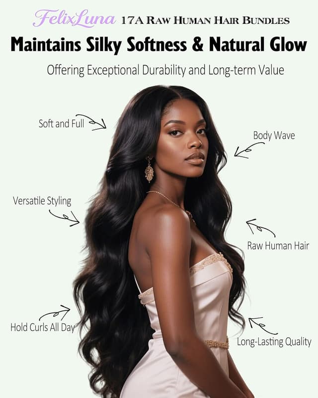 Detalle de 17A Premium Body Wave Human Hair Bundles (Cuticle Aligned, Reinforced Ultra Thin Weft)