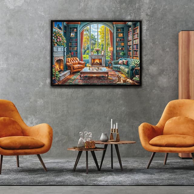 Detalle de TangComplete Warm Study Room 1000-Piece Jigsaw Puzzle for Adults (70x50cm / 27.5x19.7 in)