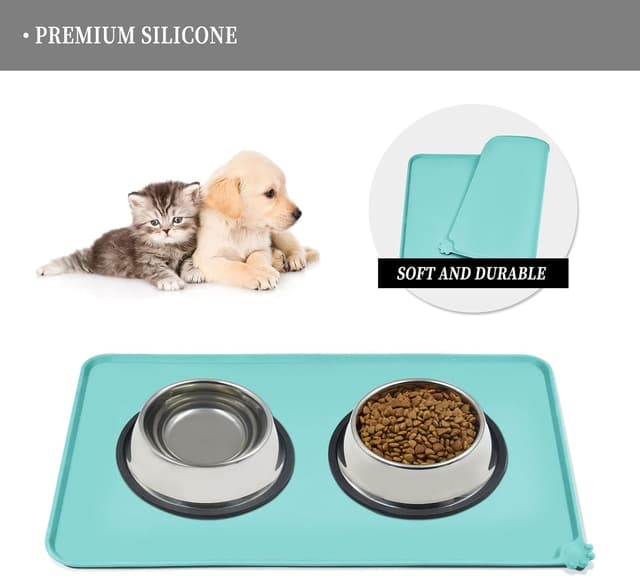 Detalle de Reopet Silikon-Futtermatten für Hunde und Katzen – wasserdichte Napfunterlagen mit erhöhten Rändern