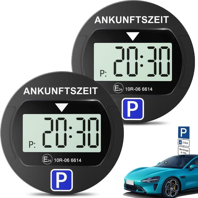 Detalle de Warmfay® Elektronische Parkscheibe mit KBA-Zulassung, 2 Displays & Nachtparkmodus (elektrisch, Batterie)