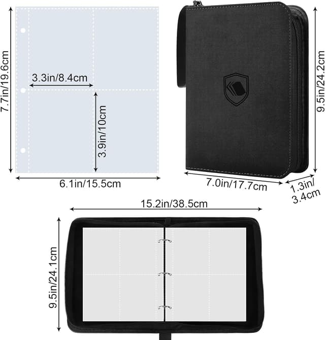 Detalle 2 de 440 Pockets Trading Card Binder with Zipper PU Cover (Black, 4 Pockets) – MTG/TCG/Sports Card Album