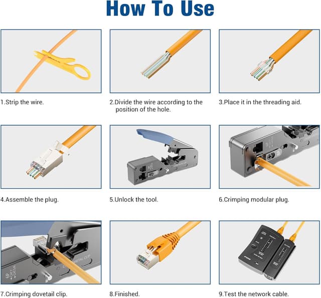 Detalle 2 de Netzwerk Werkzeugset für RJ45 10x Stecker
