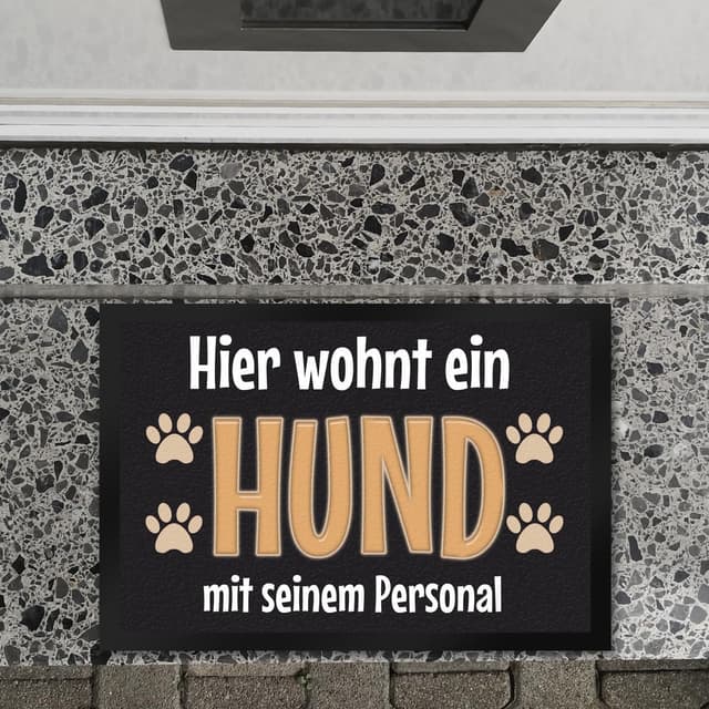 Detalle 2 de trendaffe Fußmatte Hier wohnt EIN Hund 60x40 cm