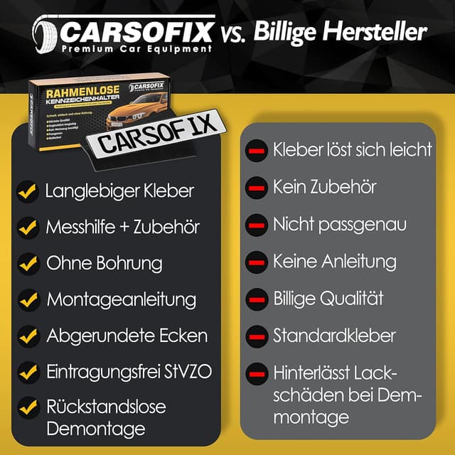 Thumbnail 5 de CARSOFIX Kennzeichenhalter Rahmenlos mit Klett