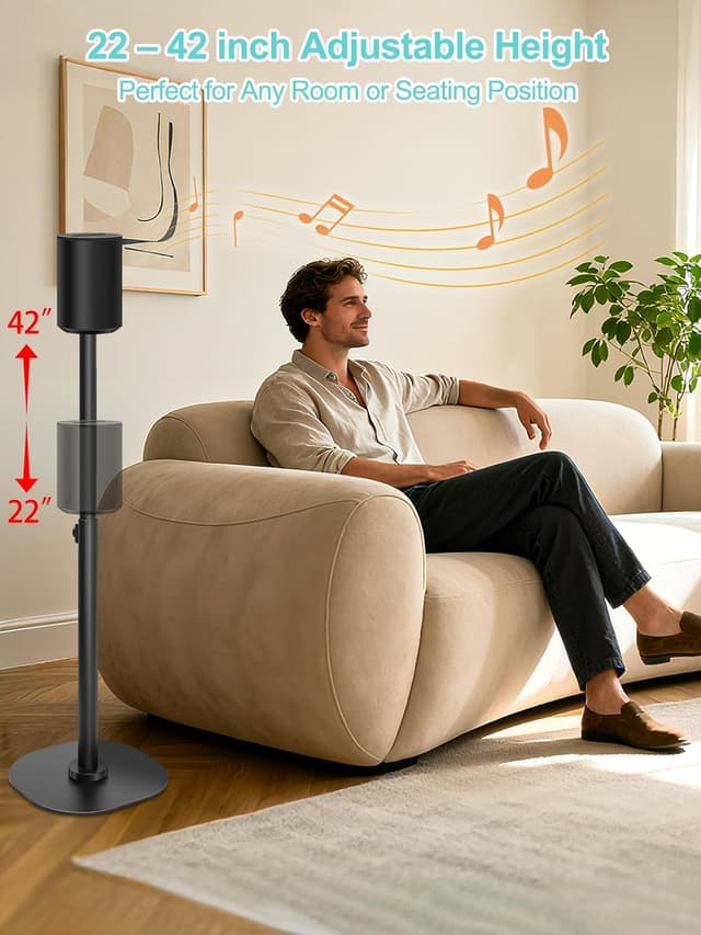 Detalle de Haturi Speaker Stands Pair for Sonos ERA 100 & ERA 300 (Adjustable 22–42 in) with Cable Management