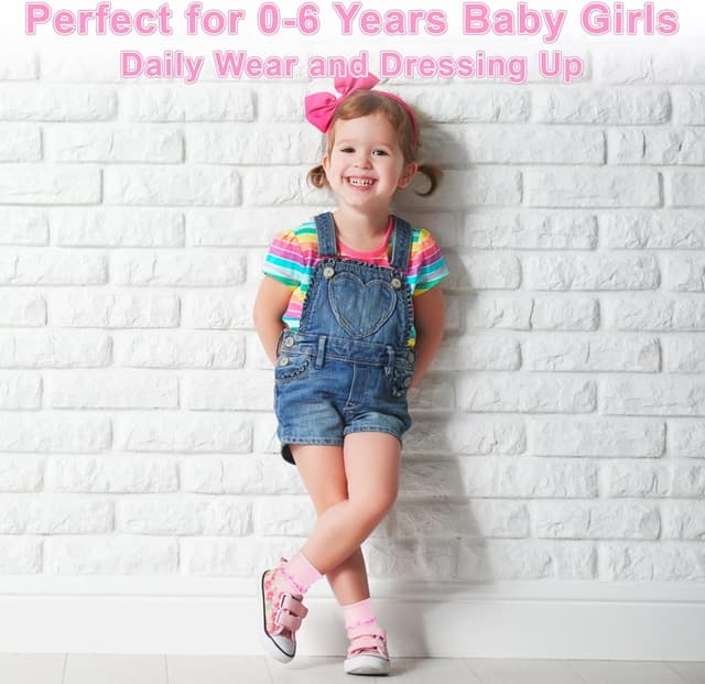 Detalle de GENTABY 15 Pairs Baby Girls Frilly Cotton Socks (0–6 Years) – Pink, White, Yellow & Multicolour