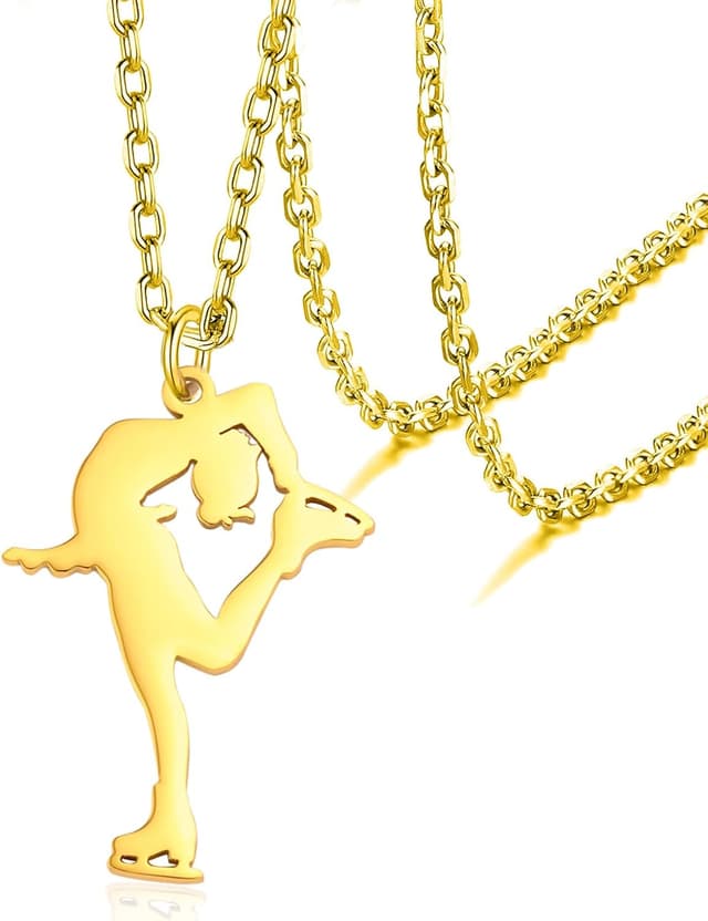 Detalle de VASSAGO Schlittschuh Halskette für Damen & Teenager mit Eiskunstlauf-Anhänger aus Edelstahl