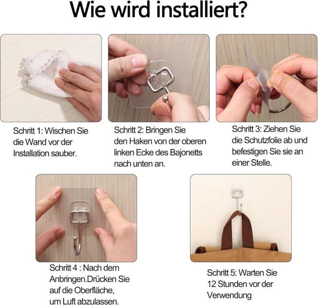 Thumbnail 5 de Charfia Selbstklebende Haken 15 kg, 8er-Set