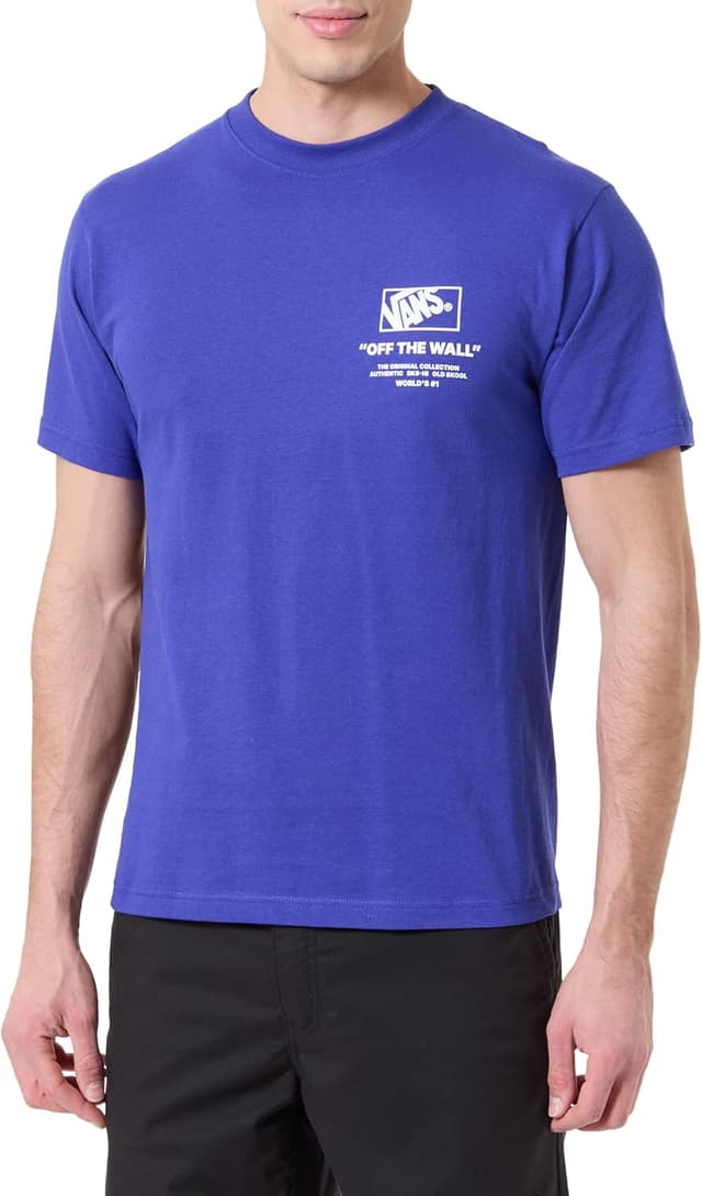 Detalle de Vans maglietta uomo con grafica e schiena accatastata Black/White in 100% cotone